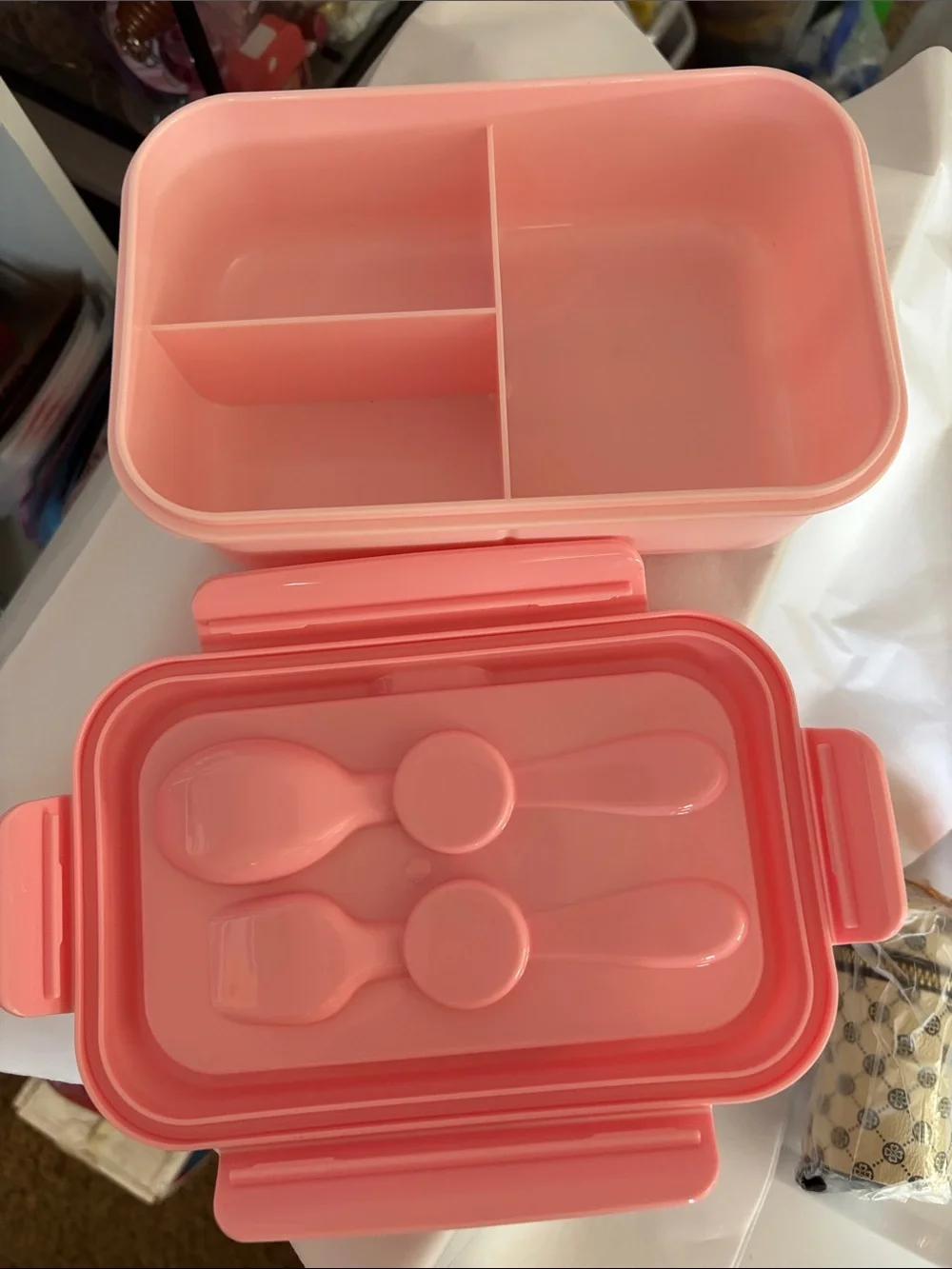 Hello Kitty Pink Plastic Bento Box with Cute Character Art